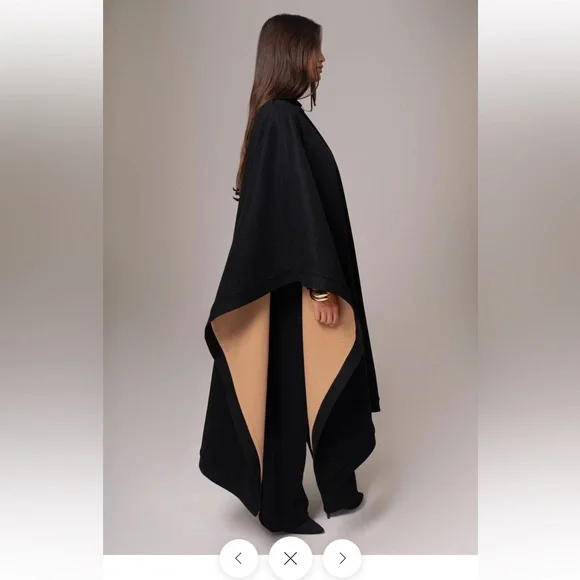 JLUXLABEL REVERSIBLE Tan and Black Women's Cape SHAWL/ COAT - Picture 14 of 16